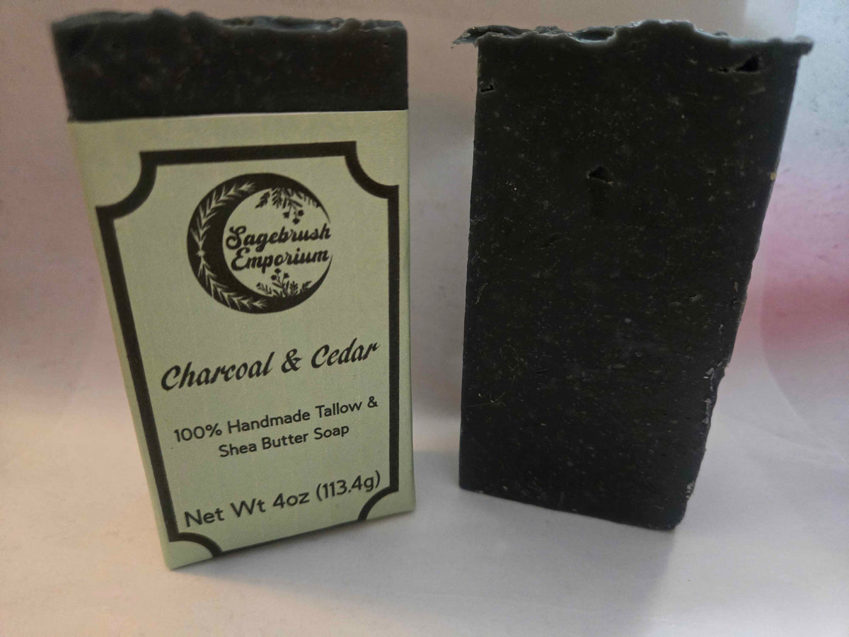 Charcoal and Cedar clarifying face bar with activated charcoal, cedar and tea tree