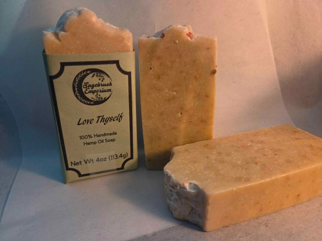 Love Thyself rose clay and pink Himalayan salt soap bar, blush pink handmade bar