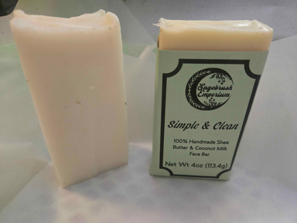 Simple and Clean unscented coconut milk face bar, pale cream handmade soap