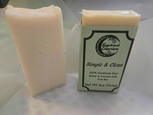 Simple and Clean unscented coconut milk face bar, pale cream handmade soap